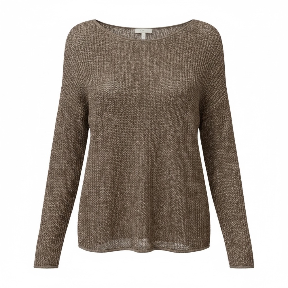 Joie gold sparkle silk/wool blend open weave sweater, XS